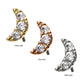 14kt Gold Threadless with 1.5mm 3-Prong Set Clear CZ Crescent Moon Top