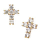 14kt Yellow Gold Threadless Prong Set Multi-Clear CZ Cross Top