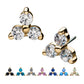 14Kt Yellow Gold Threadless Pronged Round Opal/CZ Trinity Top