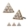 14kt Gold Threadless with Prong Set Multi-Clear CZ Triangle Shape Top