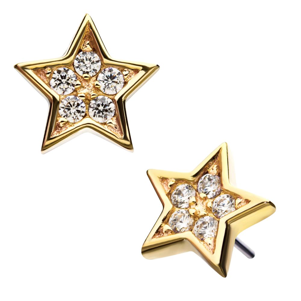 14Kt Gold Threadless Star Top with Prong Set Gem