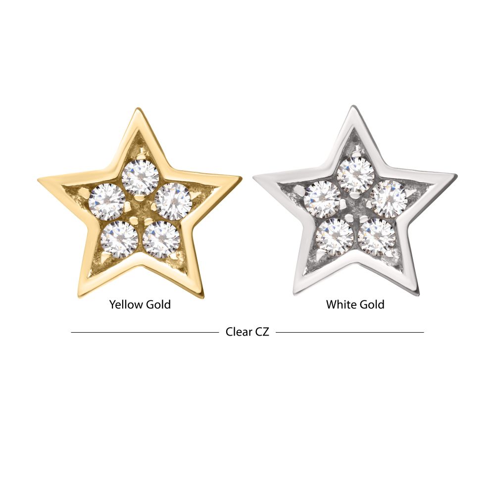 14Kt Gold Threadless Star Top with Prong Set Gem