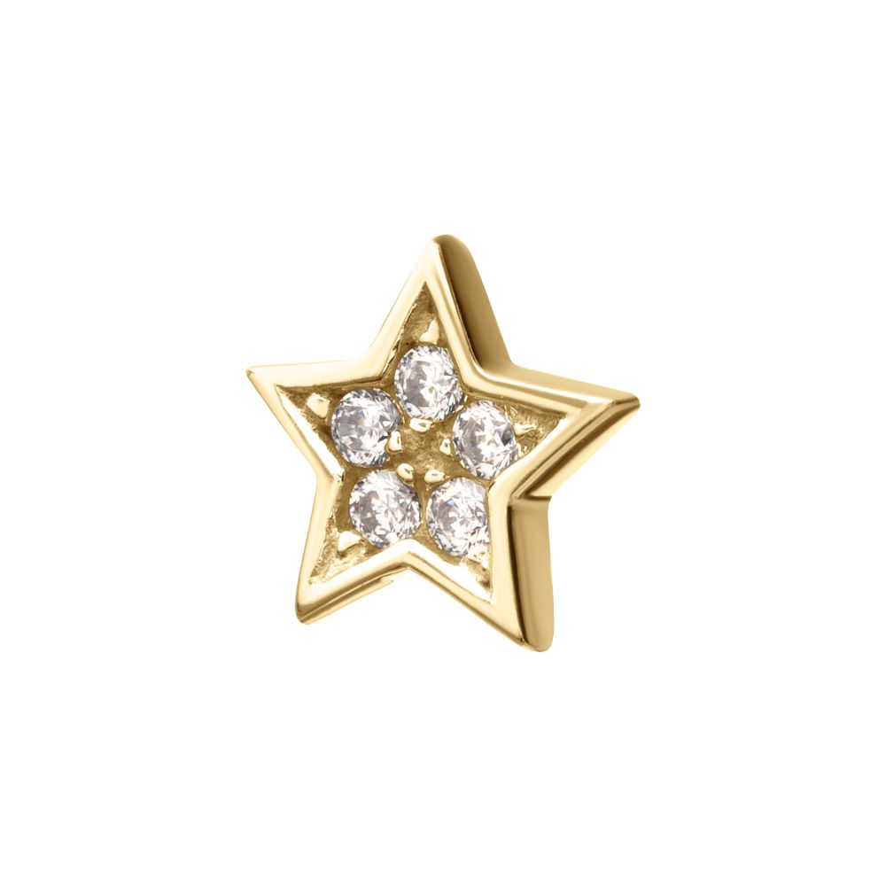14Kt Gold Threadless Star Top with Prong Set Gem