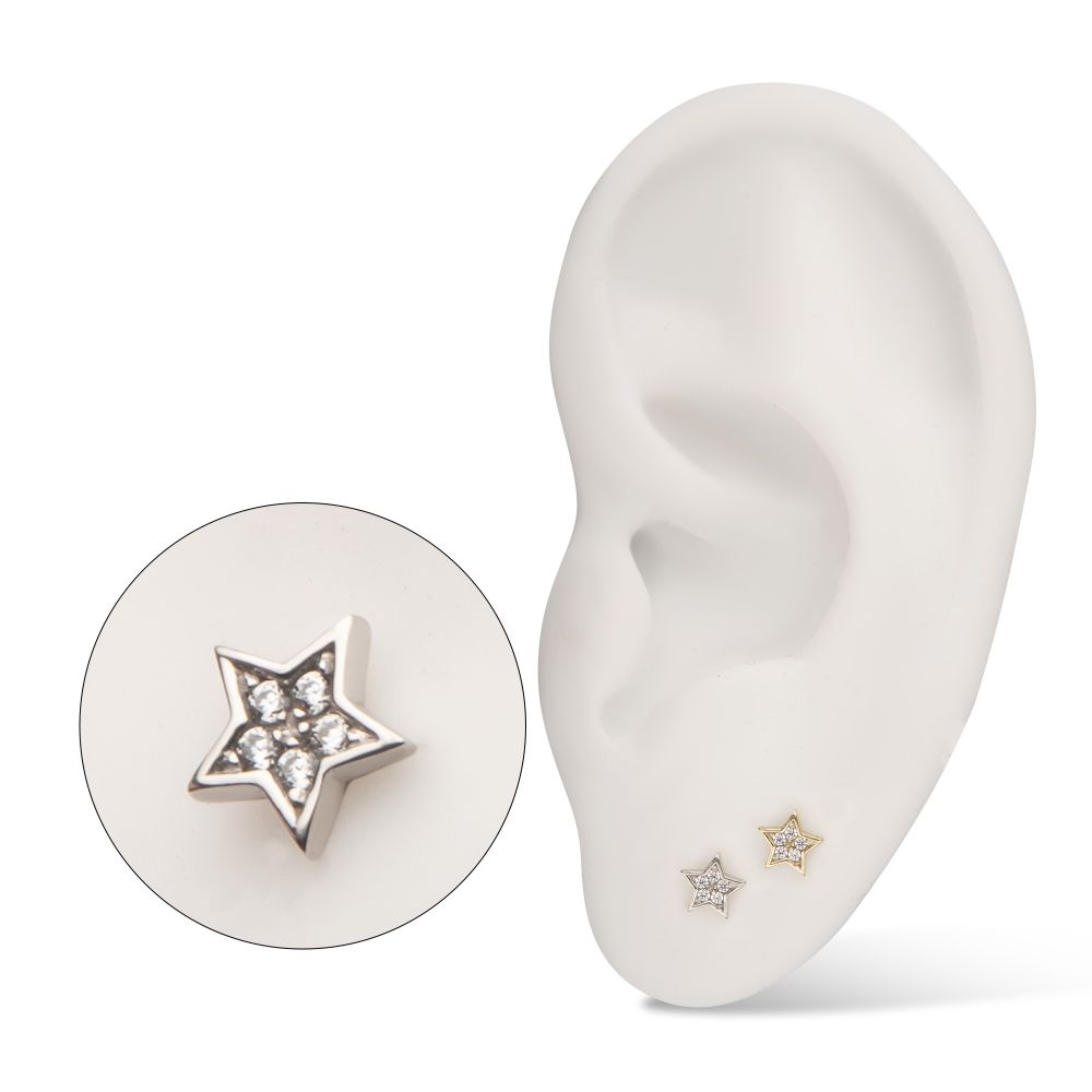 14Kt Gold Threadless Star Top with Prong Set Gem