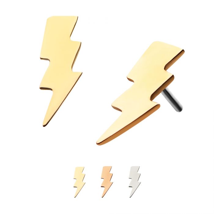 14kt Gold Threadless Lightning Bolt Top