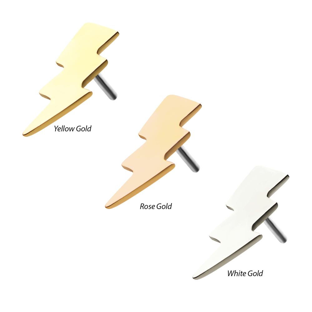 14kt-Gold Threadless Lightning Bolt Top