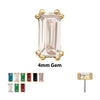 14Kt-Gold Threadless 4mm Emerald Cut Prong Set Gem Top