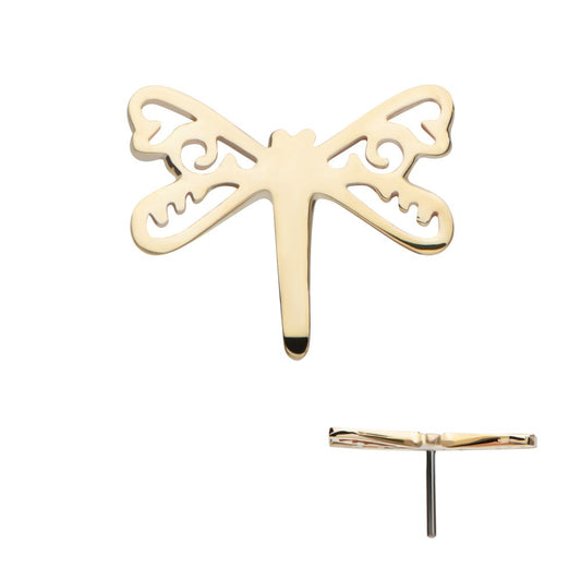 14Kt Yellow Gold Threadless Dragonfly Top