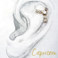 14kt Yellow Gold Capricorn Constellation Threadless Top with 4mm Center Clear CZ Gem and Five 3mm Clear CZ Side Gems