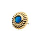 14Kt Yellow Gold Threadless with Bezel Set Synthetic Opal Fine Line Scalloped Edge Top