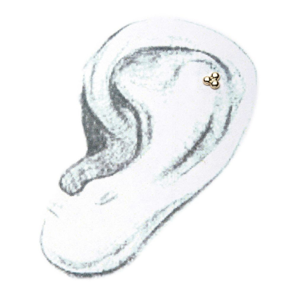 14Kt Gold Threadless Small Trinity Ball Top