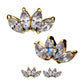 14Kt Gold Threadless with 4 Marquise Clear CZ Top