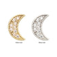 14Kt Gold Threadless Milgrain Edge Crescent Moon Top with Pave CZ Gem