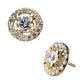 14Kt Yellow Gold Threadless with Multi-Prong Set Clear Gem Cut Out Circle Top