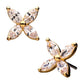 14kt Yellow Gold Threadless 4-Clear Gem Flower Top