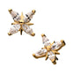14Kt Yellow Gold Threadless with Prong Set 4-Clear CZ Cross Top