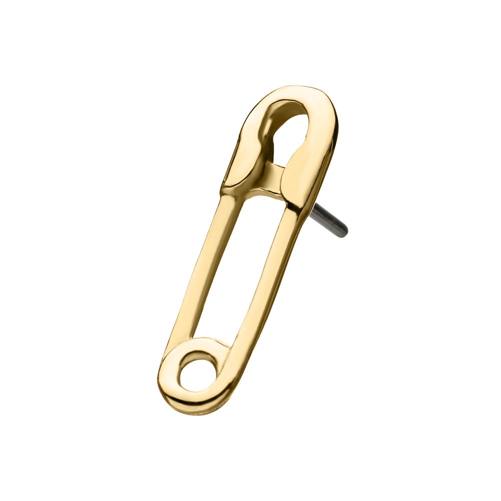 14Kt Gold Threadless Safety Pin Top