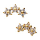14Kt Yellow Gold Threadless 3-Curved Cluster Pronged Round CZ Flower Top