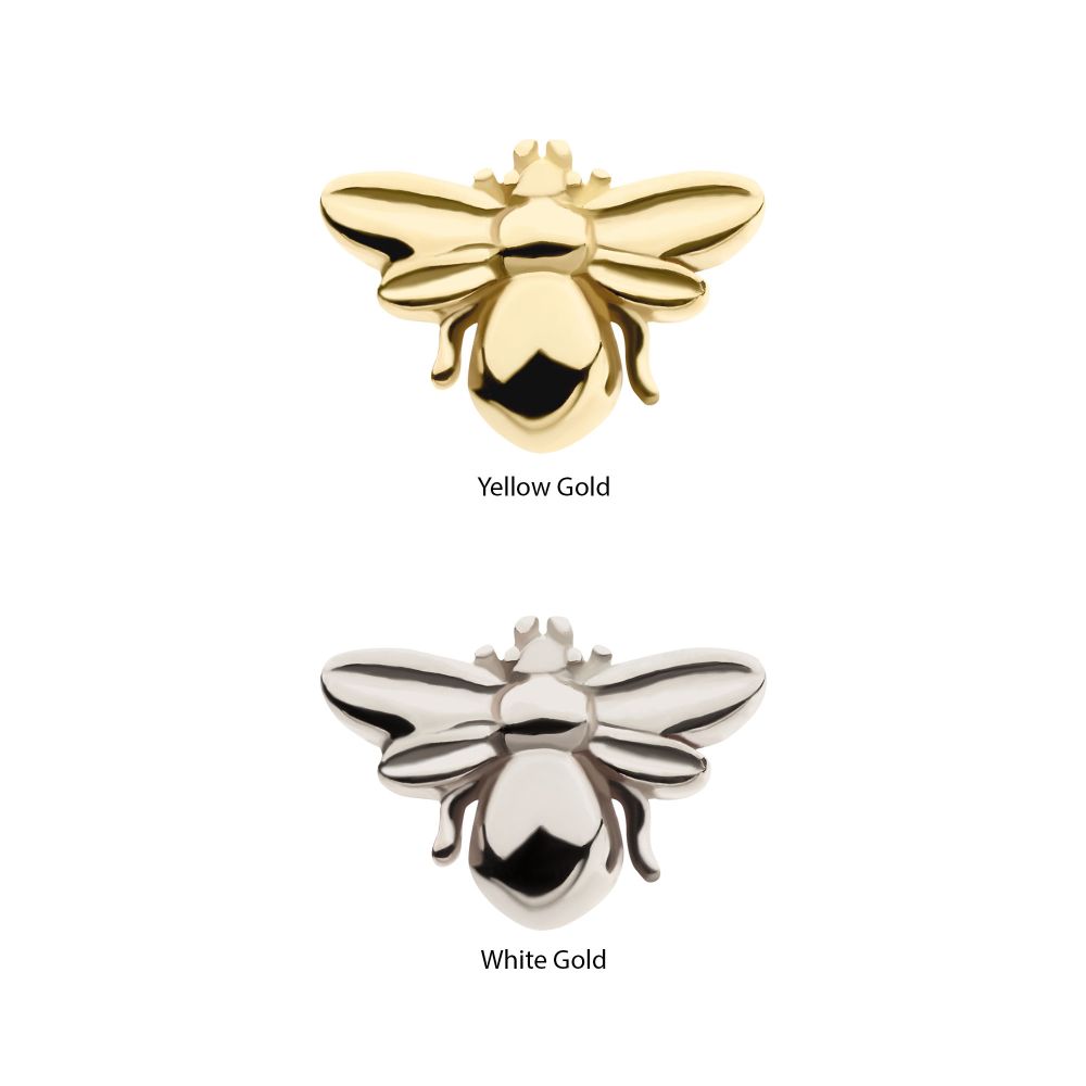 14kt Gold Threadless with Bee Top