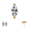 14Kt Gold Threadless Prong Set Marquise Gem Top