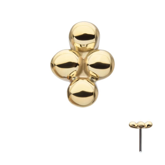 14Kt Gold Threadless 4-Bead Cluster Top