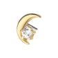 14Kt Gold Threadless Crescent Moon with Round Gem/Opal Top