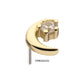 14Kt Gold Threadless Crescent Moon with Round Gem/Opal Top