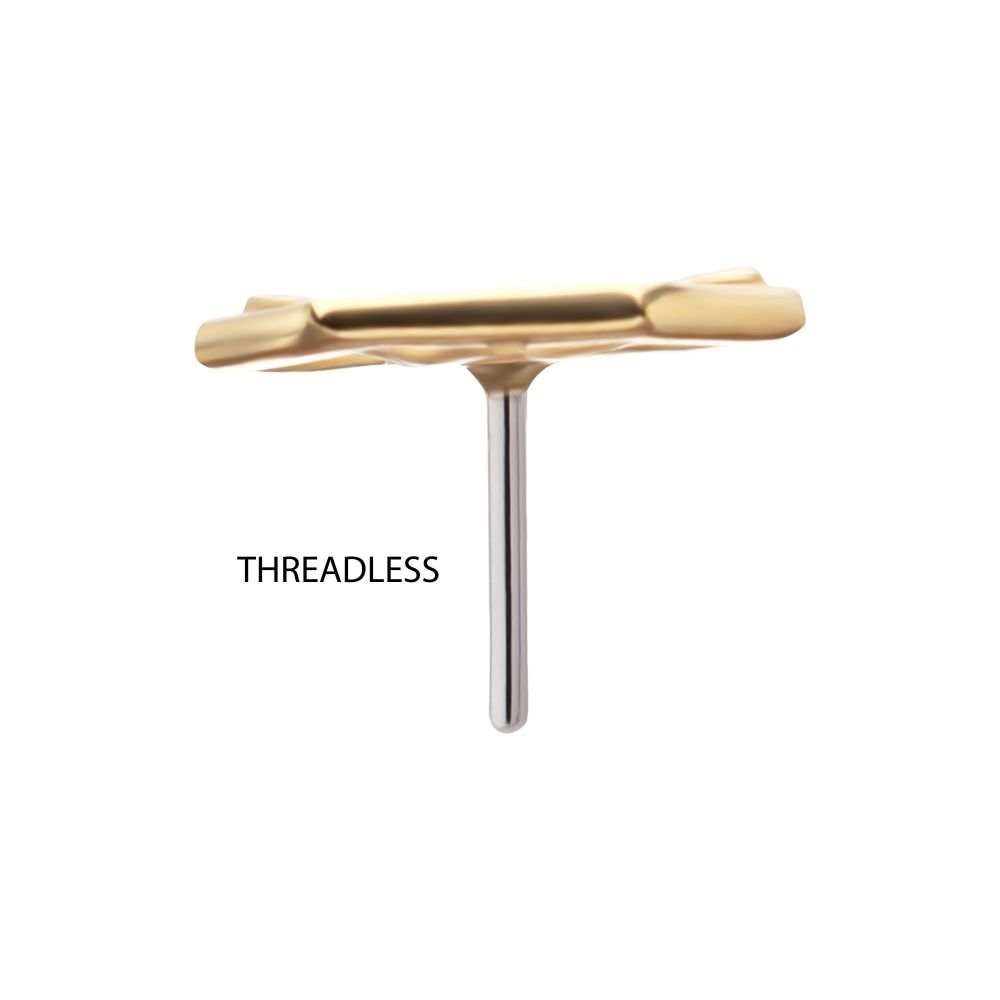 14Kt Yellow Gold Threadless Hexagon Bee Top