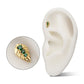 14Kt Yellow Gold Threadless Prong Set Emerald Gem Grove Leaf Top