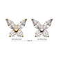14Kt Gold Threadless Butterfly with Prong Set Round & Marquise Gem Top