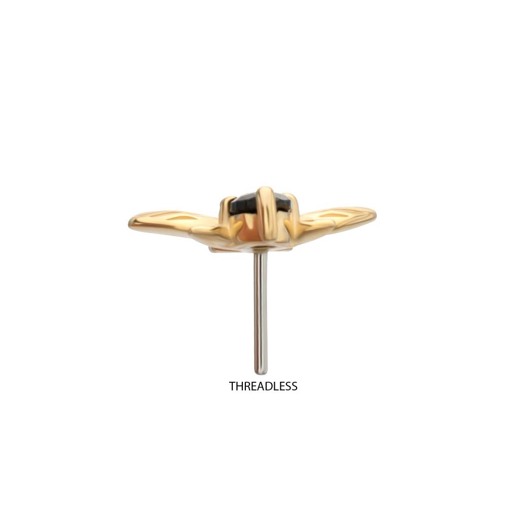 14Kt Yellow Gold Threadless "Golden Bee" Gem Top