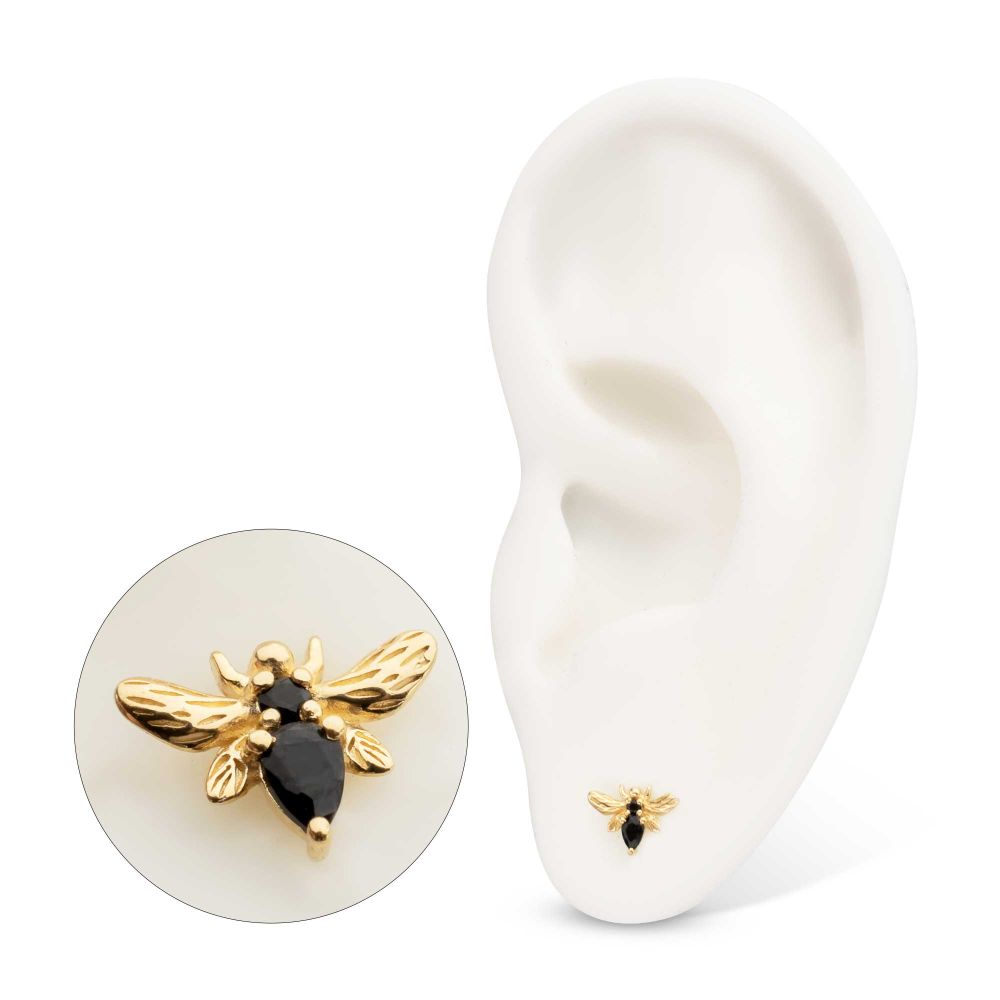 14Kt Yellow Gold Threadless "Golden Bee" Gem Top