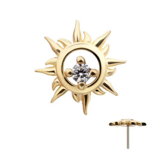 14Kt Yellow Gold Threadless "Solar Flare" Gem Top