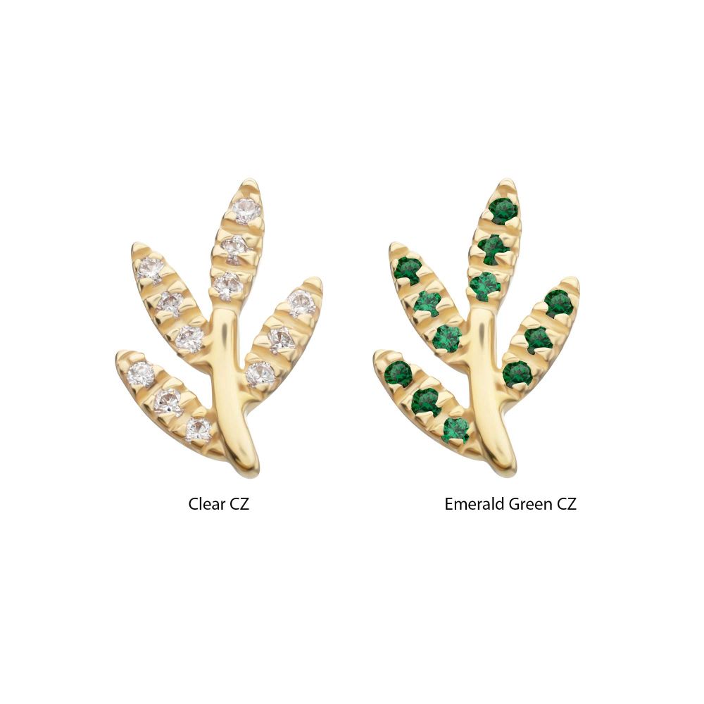 14Kt Yellow Gold Threadless "Golden Flora" Paved Gem Top