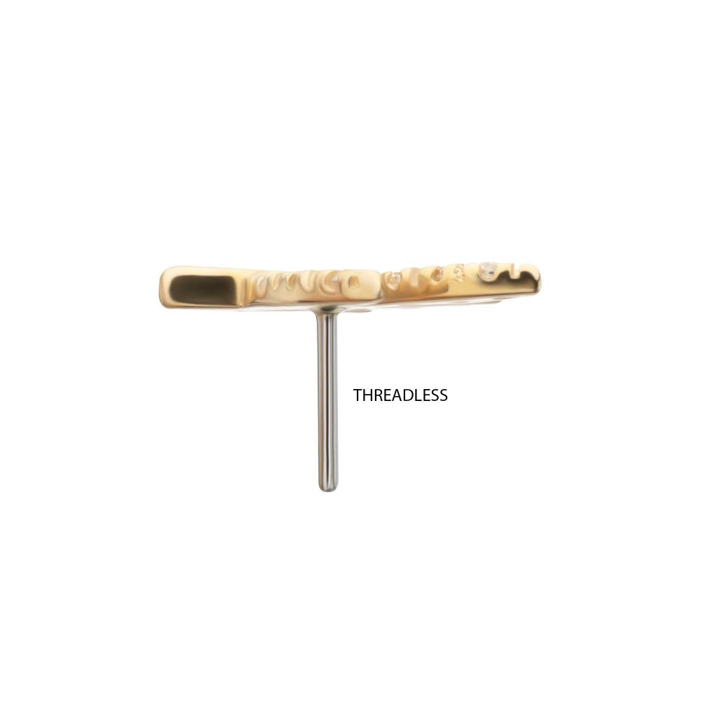 14Kt Yellow Gold Threadless "Golden Flora" Paved Gem Top