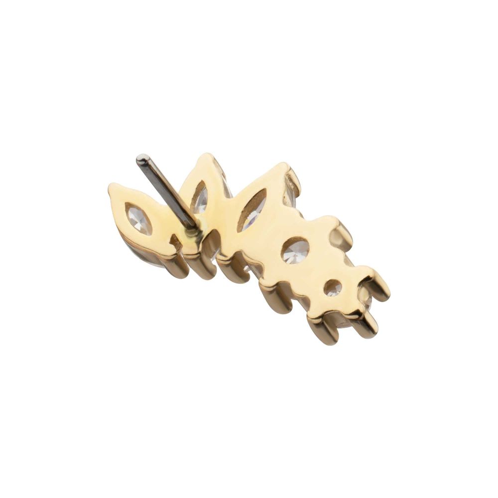 14Kt Yellow Gold Threadless "Marquise Bloom" 5-Cluster Gem Top