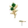 14Kt Yellow Gold Threadless Low Profile 3-Prong Duo Gem "Emerald Sprout" Top