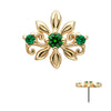 14KT Yellow Gold Threadless Low Profile Prong Set Gem "Emerald Blossom" Top