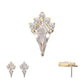 14Kt Gold Threadless Kite Shape with 5-Cluster Prong Set Round Gem Top