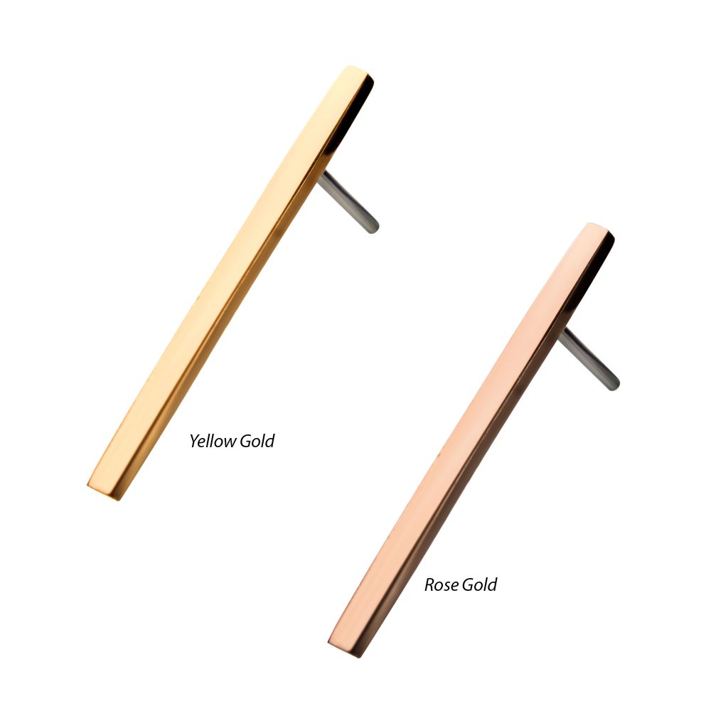 14kt Gold Threadless Bar Top