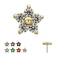 14Kt Yellow Gold Threadless Low Profile 5-Petal Prong Set Gem Flower Top