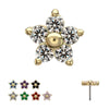 14Kt Yellow Gold Threadless Low Profile 5-Petal Prong Set Gem Flower Top