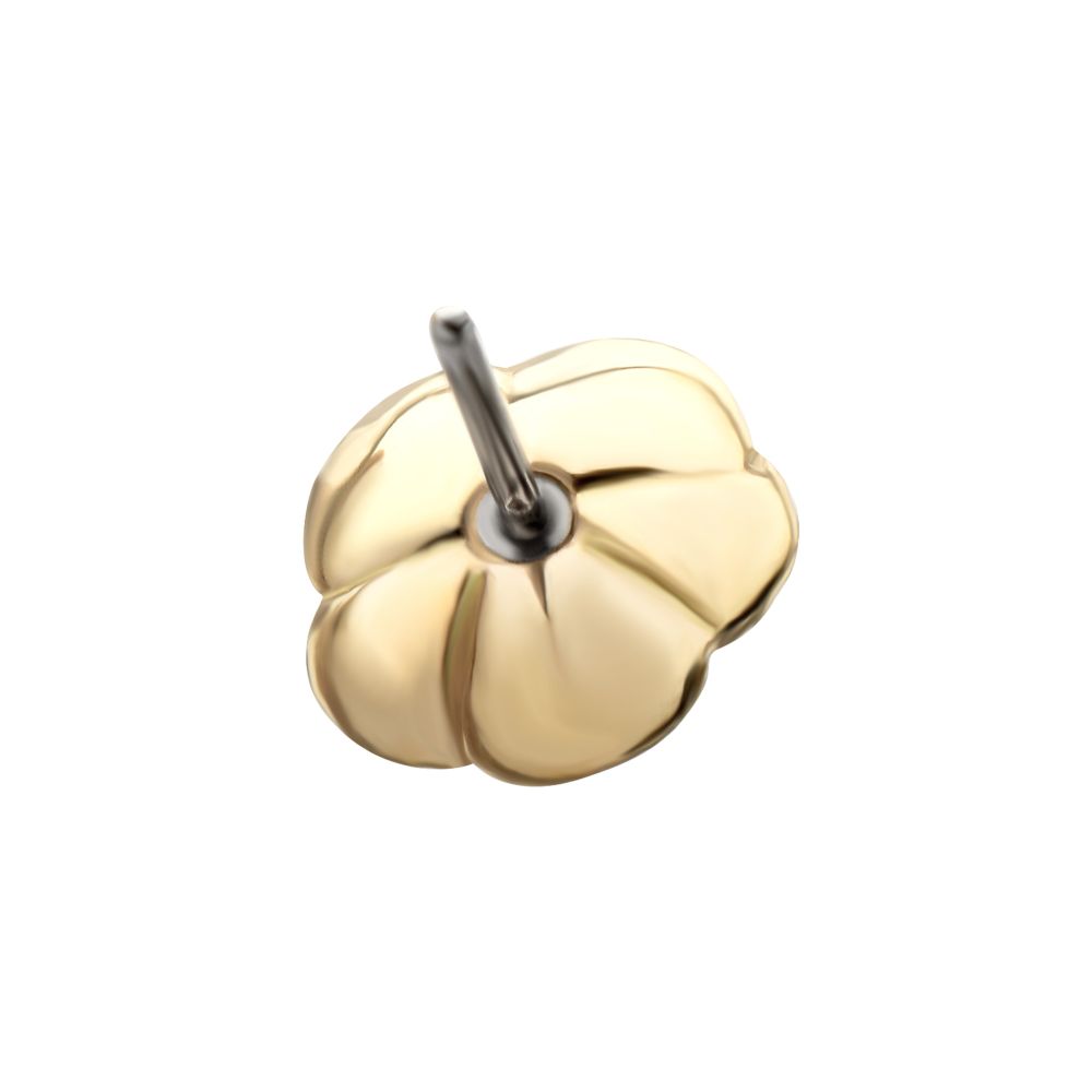 14Kt Yellow Gold Threadless Low Profile 3-Prong Gem "Rosebud Bloom" Top