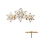 14Kt Yellow Gold Threadless 7-Prong Gem Cluster Tri-Flower Top