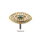 14Kt Yellow Gold Threadless Beaded Edge Cut Out Evil Eye Aqua Gem Top with Paved Clear CZ Gem