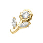 14Kt Gold Threadless Rose Flower & Stem Top with Prong Set Rond & Marquise Gem