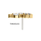 14Kt Gold Threadless Rose Flower & Stem Top with Prong Set Rond & Marquise Gem