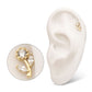 14Kt Gold Threadless Rose Flower & Stem Top with Prong Set Rond & Marquise Gem