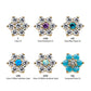 14Kt Yellow Gold Threadless with 6 Prong Set Clear CZ and Centerpiece CZ/Synthetic Opal Flower Top