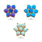 14Kt Yellow Gold Threadless with 7 Prong Set Synthetic Opal Flower Top
